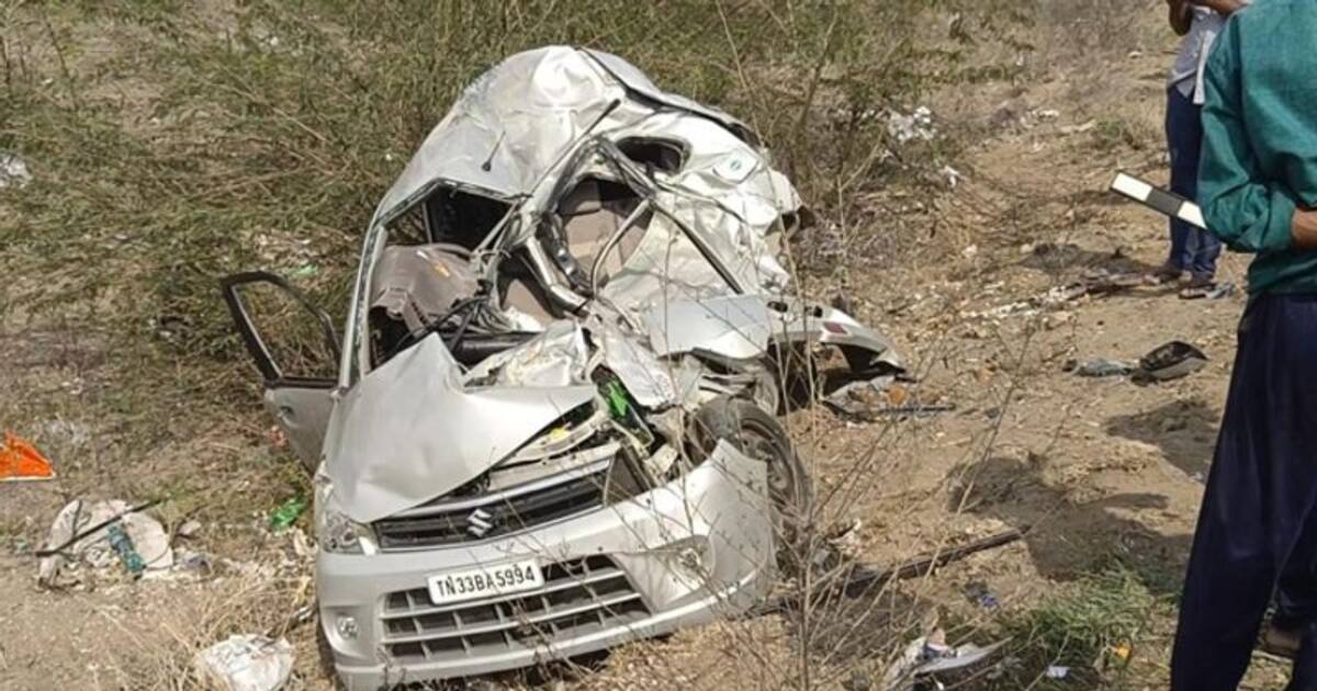 கார் மீது லாரி நேருக்கு நேர் மோதல்.. 3  இளைஞர்கள் ரத்த வெள்ளத்தில் துடிதுடித்து உயிரிழப்பு..!