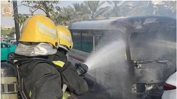 mini bus catches fire in Riyadh rvn mini bus catches fire in Riyadh rvn