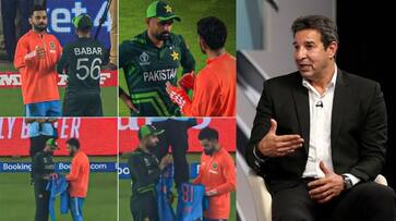 Virat Kohli gave two Team India shirts to Babar Azam Wasim Akram Rips Into Pakistan Captain kvn Virat Kohli gave two Team India shirts to Babar Azam Wasim Akram Rips Into Pakistan Captain kvn