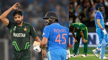 Rohit Sharma Diffuses Haris Rauf threat with towering sixes in India vs Pakistan Cricket World Cup on 14-10-2023 gkc Rohit Sharma Diffuses Haris Rauf threat with towering sixes in India vs Pakistan Cricket World Cup on 14-10-2023 gkc