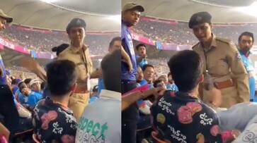 woman cop slapping in the face of a fan in the stadium during India vs Pakistan World Cup Cricket match on 14-10-2023 gkc woman cop slapping in the face of a fan in the stadium during India vs Pakistan World Cup Cricket match on 14-10-2023 gkc