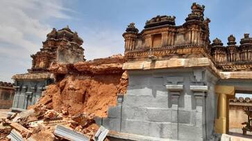 The wall of Sri Lakshmi Narayan Swamy temple collapsed due to rain snr The wall of Sri Lakshmi Narayan Swamy temple collapsed due to rain snr