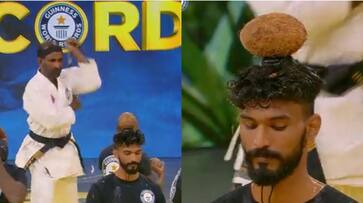 WATCH Karnataka man smashes 68 coconuts on heads in 1 minute with nanchaku to set World Record snt WATCH Karnataka man smashes 68 coconuts on heads in 1 minute with nanchaku to set World Record snt