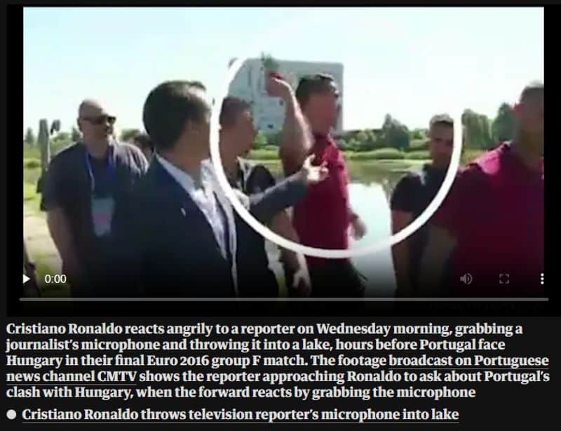 Cristiano Ronaldo throws Israel journalist microphone into lake here is the truth jje 