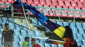 Hoardings Fall Off Spectators lucky escape In Lucknow Stadium During Australia Vs Sri Lanka Cricket World Cup 2023 Match gkc Hoardings Fall Off Spectators lucky escape In Lucknow Stadium During Australia Vs Sri Lanka Cricket World Cup 2023 Match gkc