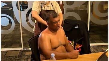 Air asia head Tony Fernandes shared his half naked massaging photo in social media see what happed then bkg Air asia head Tony Fernandes shared his half naked massaging photo in social media see what happed then bkg