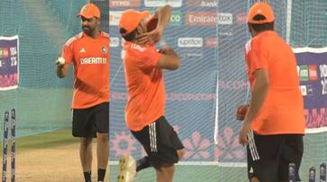 Indian Skipper Rohit Sharma Bowling Practice ahead of IND vs BAN 17th Match of CWC at Pune rsk Indian Skipper Rohit Sharma Bowling Practice ahead of IND vs BAN 17th Match of CWC at Pune rsk