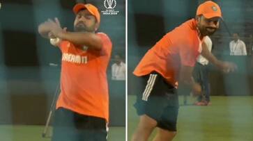 Hat trick loading Rohit Sharma bowling in nets ahead of Bangladesh clash sends fans into a frenzy (WATCH) snt Hat trick loading Rohit Sharma bowling in nets ahead of Bangladesh clash sends fans into a frenzy (WATCH) snt