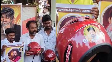 Leo Release .. Vijay Makkal Iyakathinar gave helmets to 67 motorists in madurai Rya Leo Release .. Vijay Makkal Iyakathinar gave helmets to 67 motorists in madurai Rya
