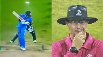 CWC23 IND vs BAN fans slams umpire Richard Kettleborough for not call a wide while Virat Kohli near to score century jje CWC23 IND vs BAN fans slams umpire Richard Kettleborough for not call a wide while Virat Kohli near to score century jje