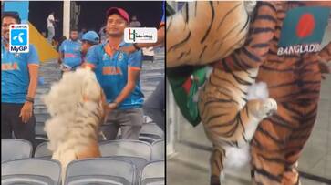 Watch Indian crowd harassed Bangladesh super fan Tiger Shoaib in Pune during CWC23 jje Watch Indian crowd harassed Bangladesh super fan Tiger Shoaib in Pune during CWC23 jje