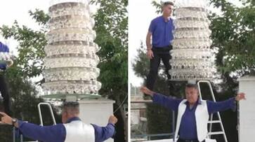 balancing 319 wine glasses in head man create world record rlp balancing 319 wine glasses in head man create world record rlp