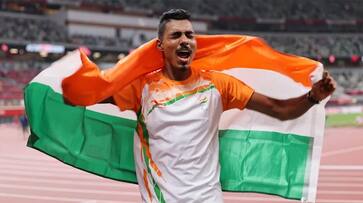 Nishad Kumar won gold medal in mens high jump T47 category in 4th Asian Para Games at Hangzhou rsk Nishad Kumar won gold medal in mens high jump T47 category in 4th Asian Para Games at Hangzhou rsk