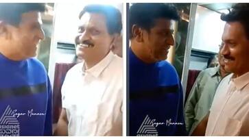 Actor Shiva Rajkumar and Vinod Raj meet in Theatre at Ghost movie Screening srb Actor Shiva Rajkumar and Vinod Raj meet in Theatre at Ghost movie Screening srb