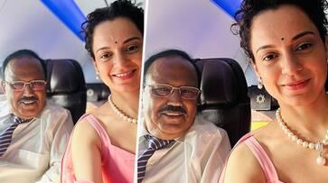 Tejas Kangana Ranaut met NSA Ajit Doval on flight during her film promotion RBA Tejas Kangana Ranaut met NSA Ajit Doval on flight during her film promotion RBA