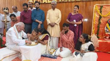 Vijayadashmi 2023: Kerala Governor initiates children during Vidyarambham ceremony at Raj Bhavan anr Vijayadashmi 2023: Kerala Governor initiates children during Vidyarambham ceremony at Raj Bhavan anr