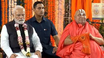 PM Modi received blessings of Jagadguru Ramanandacharya of the Tulsi Peeth Chitrakoot ckm PM Modi received blessings of Jagadguru Ramanandacharya of the Tulsi Peeth Chitrakoot ckm
