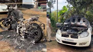 Unknown persons set fire to three vehicles parked in Wayanad Police start an investigation vkv Unknown persons set fire to three vehicles parked in Wayanad Police start an investigation vkv