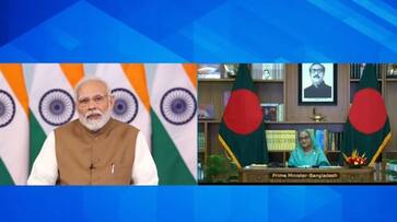 Bangladesh PM Modi, Sheikh Hasina jointly inaugurate three Indian-assisted development projects AJR Bangladesh PM Modi, Sheikh Hasina jointly inaugurate three Indian-assisted development projects AJR