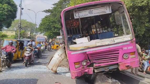 Brake failure.. Chennai Government bus accident tvk
