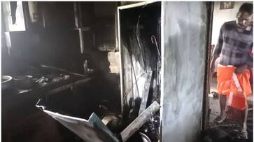 Cooking Gas leaked Gas cylinder fire incident kitchen fridge explode in Alappuzha asd Cooking Gas leaked Gas cylinder fire incident kitchen fridge explode in Alappuzha asd
