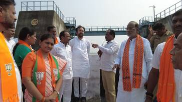 A team of BJP leaders inspected the Medigadda barrage. Demand for CBI probe RMA A team of BJP leaders inspected the Medigadda barrage. Demand for CBI probe RMA