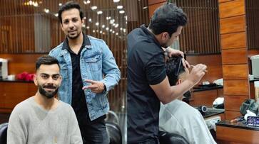 Virat Kohli watched Pakistan vs New Zealand match while having the haircut for his 35th Birthday rsk Virat Kohli watched Pakistan vs New Zealand match while having the haircut for his 35th Birthday rsk