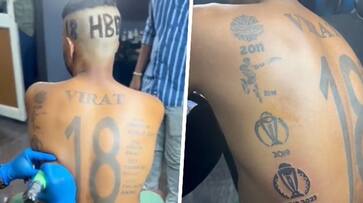 Inked devotion! Ardent fan celebrates 'King' Virat Kohli's 35th birthday with 17th tattoo ( WATCH) snt Inked devotion! Ardent fan celebrates 'King' Virat Kohli's 35th birthday with 17th tattoo ( WATCH) snt