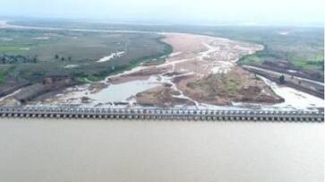 Annaram barrage is emptying gates have been lifted for 10 days and water has been released..ISR Annaram barrage is emptying gates have been lifted for 10 days and water has been released..ISR