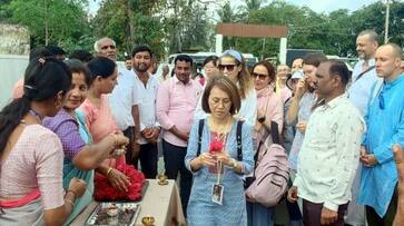 Village visit by foreigners in Talakad snr Village visit by foreigners in Talakad snr