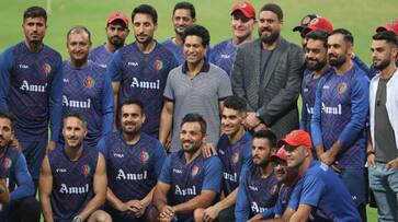 Sachin Tendulkar met the Afghanistan players ahead of Australia in 39th Match of World Cup 2023 at Mumbai rsk Sachin Tendulkar met the Afghanistan players ahead of Australia in 39th Match of World Cup 2023 at Mumbai rsk