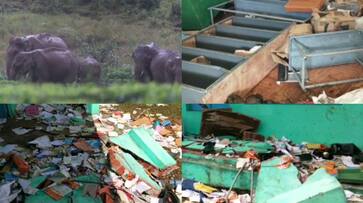 wild elephant attack in valparai; school office completely destroyed wild elephant attack in valparai; school office completely destroyed