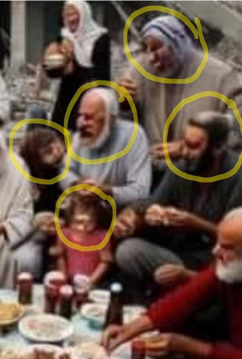 AI generated image shared as Gaza people dining together amid rubble fact check jje 