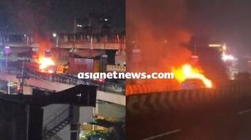 Car catches fire on run at Edappally kgn Car catches fire on run at Edappally kgn