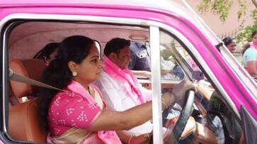 brs mlc kalvakuntla kavitha drive ambassadors car ksp brs mlc kalvakuntla kavitha drive ambassadors car ksp