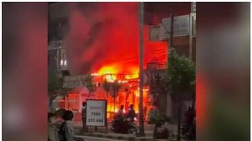 Massive fire in firecracker shop hyderabad sts Massive fire in firecracker shop hyderabad sts