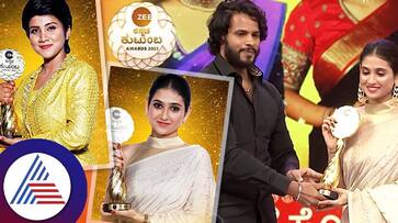 Satya and Leela won best daughter in law award by Zee Kutumba family suc Satya and Leela won best daughter in law award by Zee Kutumba family suc
