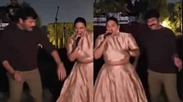 Mega star Chiranjeevi Dances To Jawan Song At Diwali Party With Raja Kumari viral video vvk Mega star Chiranjeevi Dances To Jawan Song At Diwali Party With Raja Kumari viral video vvk
