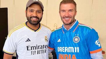cricket Iconic jersey exchange: David Beckham and Rohit Sharma's memorable moment post the semi final in Wankhede osf cricket Iconic jersey exchange: David Beckham and Rohit Sharma's memorable moment post the semi final in Wankhede osf