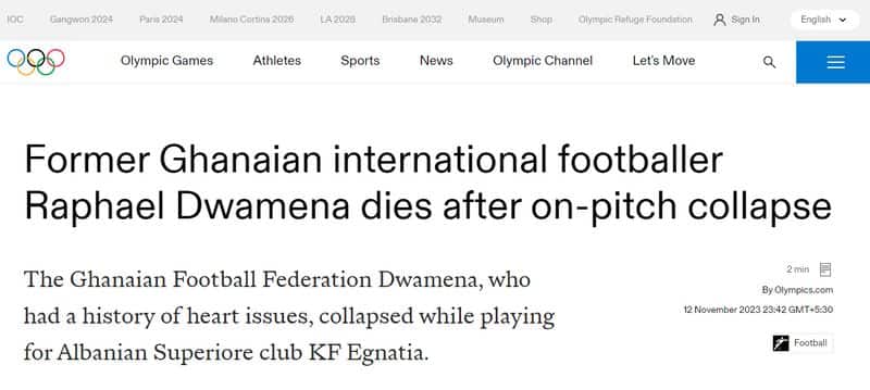 Former Ghanaian international footballer Raphael Dwamena cause of death not Covid vaccine jje