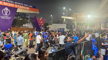 Cricket Fans Eagerly waiting for India vs Australia World Cup Final Match at Narendra Modi Stadium From Night rsk Cricket Fans Eagerly waiting for India vs Australia World Cup Final Match at Narendra Modi Stadium From Night rsk