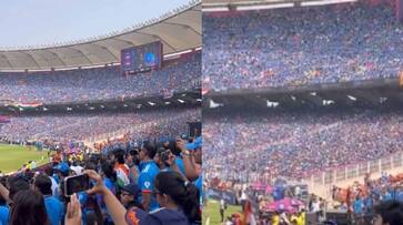 World Cup 2023 Narendra Modi Stadium Over 1 Lakh Fans Unite in a Stirring Rendition of the Indian National Anthem san World Cup 2023 Narendra Modi Stadium Over 1 Lakh Fans Unite in a Stirring Rendition of the Indian National Anthem san