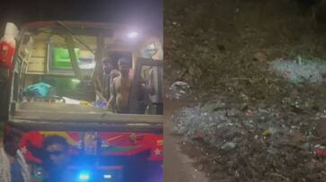Stones pelted on vehicle of Sabarimala pilgrims in Pathanamthitta, windshield shattered Stones pelted on vehicle of Sabarimala pilgrims in Pathanamthitta, windshield shattered