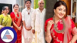 Kannada actress Karunya Ram flaunts her red saree and necklace vcs