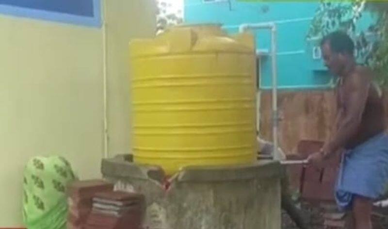 A school drinking tank in Kancheepuram was demolished after complaints of faecal contamination KAK