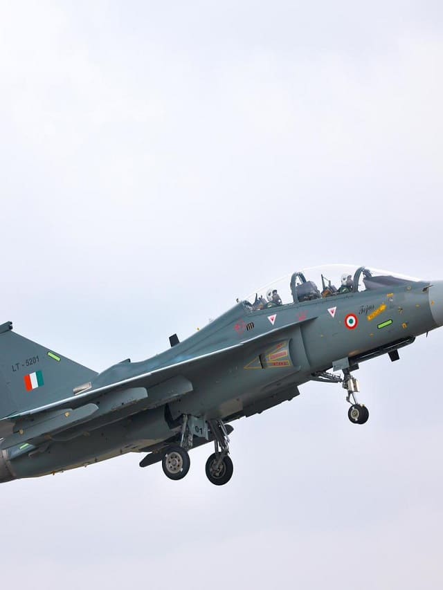 Tejas Fighter jet of Indian Air force built by Hindustan Aeronautics Limited in line of aatma nirbhar bharat which pm narendra modi took a sortie kms