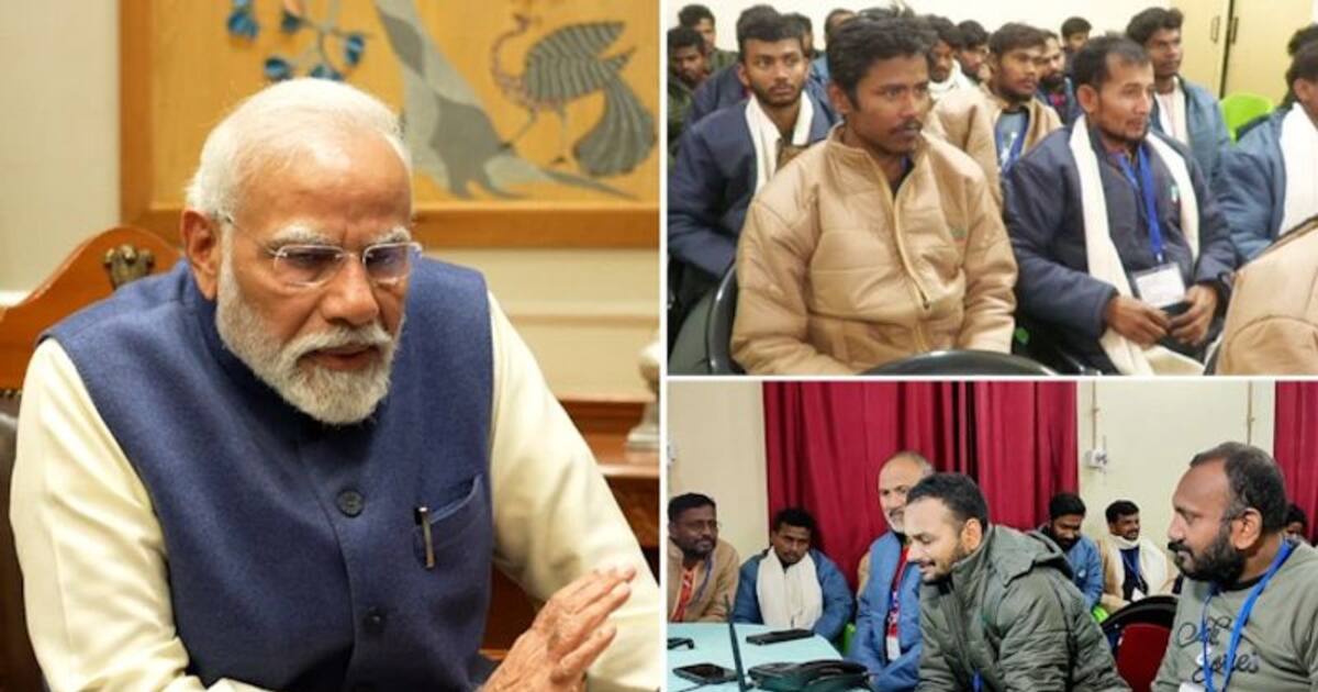 Watch Pm Modis Heartfelt Call To 41 Rescued Workers From Uttarakhand