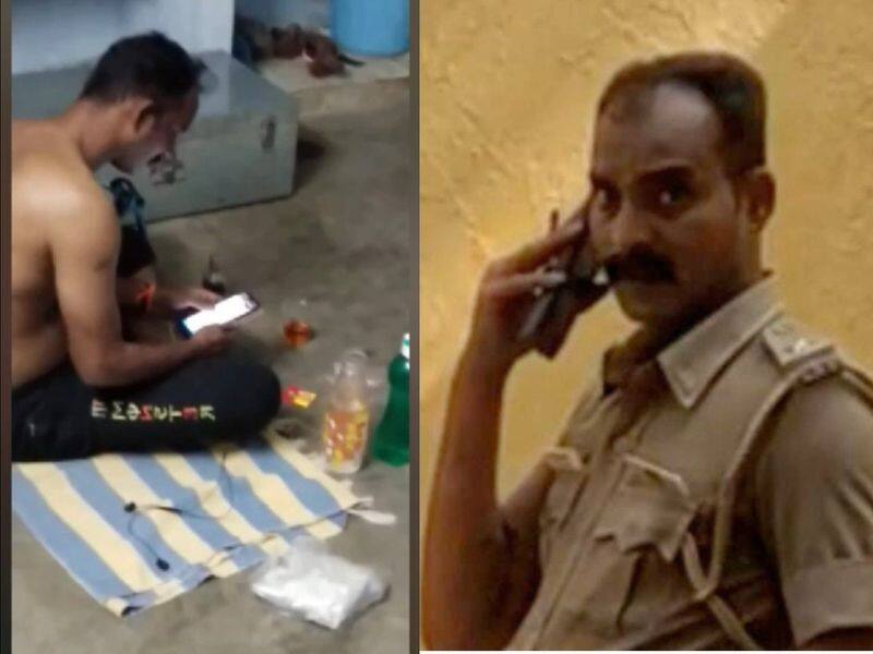 head constable suspended who drink alcohol in prison in tirupattur district vel