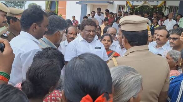 village people demand basic needs to minister ss sivasankar in perambalur district vel