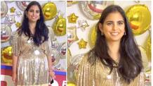 Isha Ambani grabs attention in rare golden sequined dress for NMACC event